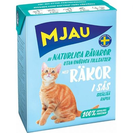 MJAU Mjau влажный корм для кошек в соусе с креветками 370 г