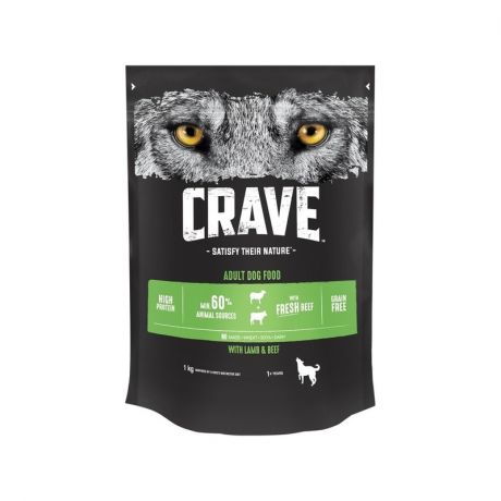 Crave Crave полнорационный сухой корм для собак, беззерновой, с говядиной и ягненком - 1 кг