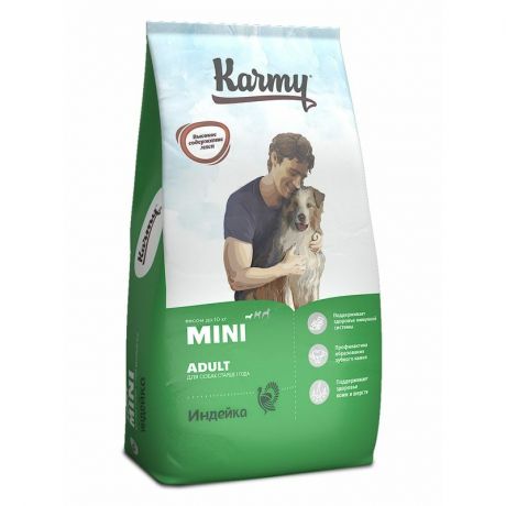 Karmy Karmy Mini Adult полнорационный сухой корм для собак мелких пород, с индейкой - 10 кг