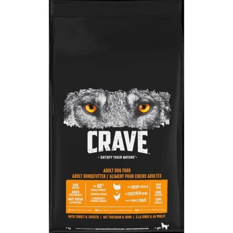 Crave Crave полнорационный сухой корм для собак, беззерновой, с курицей и индейкой