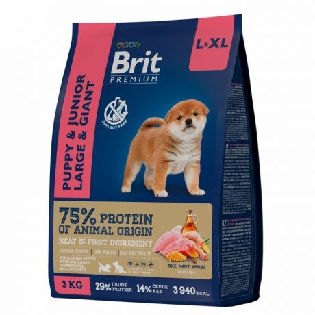 Brit Brit Premium Dog Puppy and Junior Large and Giant сухой корм для щенков крупных пород с курицей 3 кг