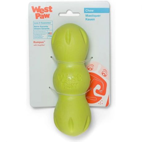 West Paw Zogoflex игрушка для собак зеленая гантеля - 13 см