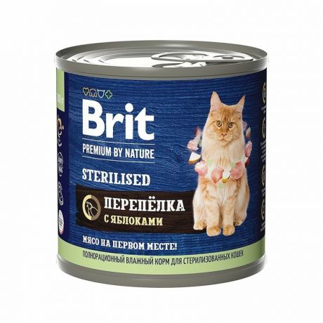 Brit Brit Premium by Nature Sterilised влажный корм для стерилизованных кошек с перепелкой с яблоками - 200 г