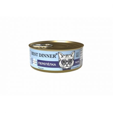 BEST DINNER Best Dinner Renal Exclusive Vet Profi влажный корм для кошек при заболеваниях почек, паштет с перепелкой, в консервах - 100 г