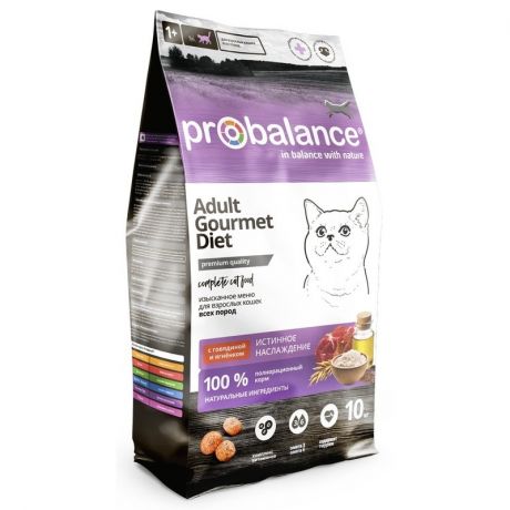ProBalance ProBalance Gourmet Diet полнорационный сухой корм для привередливых кошек, с говядиной и ягненком
