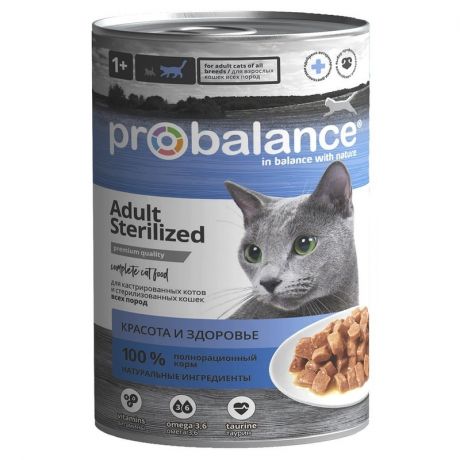 ProBalance ProBalance Sterilized полнорационный влажный корм для стерилизованных кошек, с курицей, кусочки в соусе, в консервах - 415 г