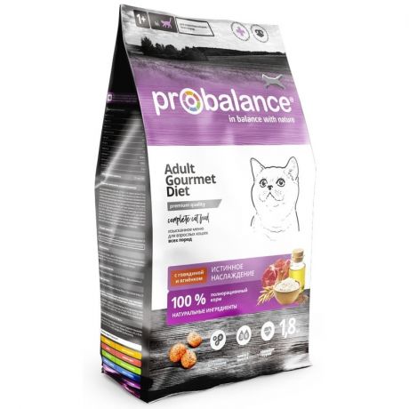 ProBalance ProBalance Gourmet Diet полнорационный сухой корм для привередливых кошек, с говядиной и ягненком - 1,8 кг