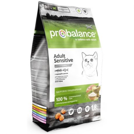ProBalance ProBalance Sensitive полнорационный сухой корм для кошек с чувствительным пищеварением, с курицей и рисом - 1,8 кг