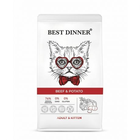 BEST DINNER Best Dinner Adult & Kitten полнорационный сухой корм для кошек и котят, с говядиной и картофелем