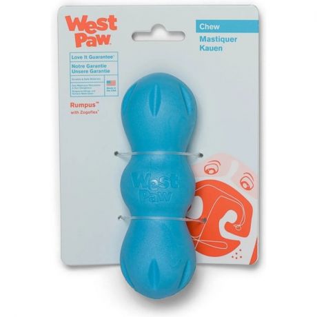 West Paw Zogoflex игрушка для собак голубая гантеля - 16 см