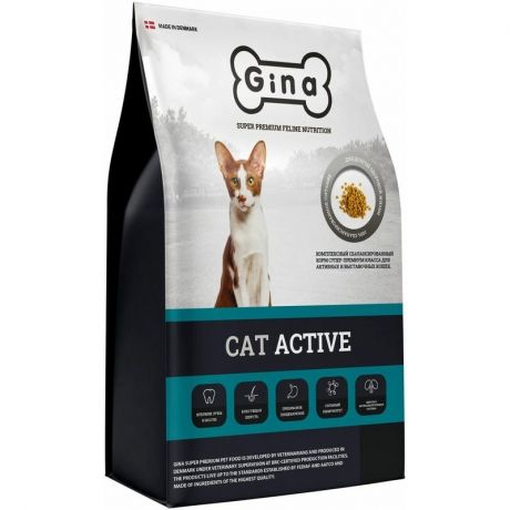 Gina Gina Cat Active сухой корм для активных и выставочных кошек, с курицей и ягненком