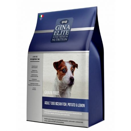 Gina Gina Elit Grain Free Dog корм для собак средних пород, беззерновой с океанической рыбой, картофелем и лимоном - 8 кг