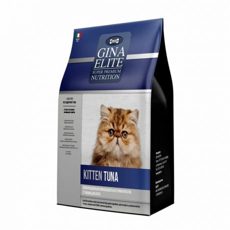 Gina Gina Elit Kitten корм для котят беременных и кормящих кошек с тунцом