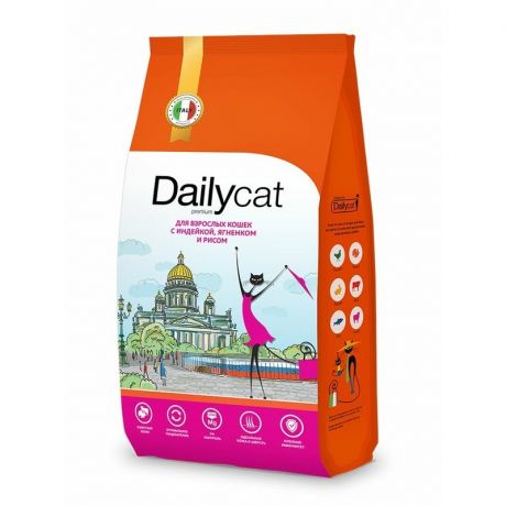 Dailycat Dailycat Сasual Line сухой корм для кошек, с индейкой, ягненком и рисом - 400 г