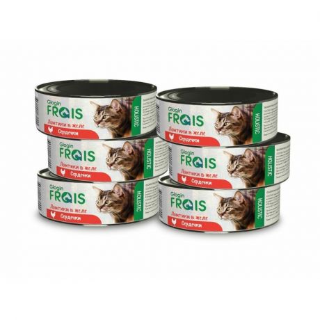 FRAIS Frais Glogin Holistic полнорационный влажный корм для кошек, с сердечками, ломтики в желе, в консервах - 100 г