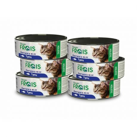 FRAIS Frais Glogin Holistic полнорационный влажный корм для кошек, с тунцом, ломтики в желе, в консервах - 100 г