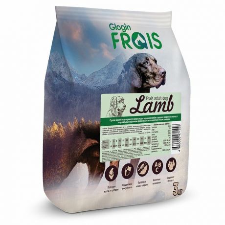 FRAIS Frais Signature сухой корм для собак средних и крупных пород с нормальной активностью, с ягненком - 3 кг