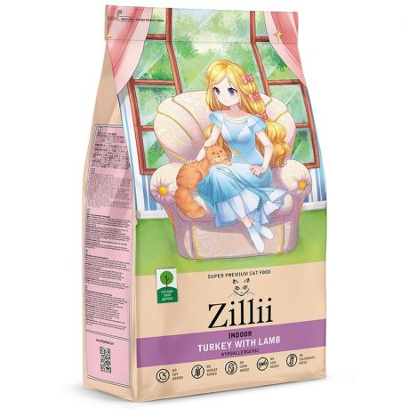 ZILLII Zillii Indoor Adult Cat сухой корм для взрослых кошек живущих в помещении с индейка с ягнёнком - 400 г