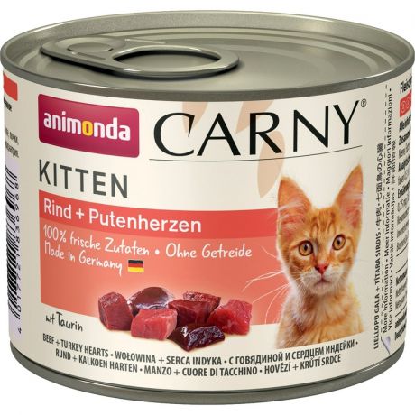 Animonda Animonda Carny Kitten влажный корм для котят, фарш из говядины и сердца индейки, в консервах - 200 г