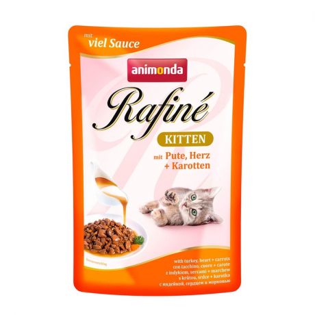 Animonda Animonda Rafine Soupe Kitten влажный корм для котят, с индейкой, сердцем и морковью, кусочки в соусе, в паучах - 100 г