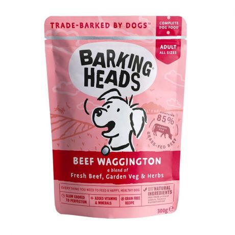 BARKING HEADS Влажный корм Barking Heads Beef Waggington для собак с говядиной - 0,300 кг