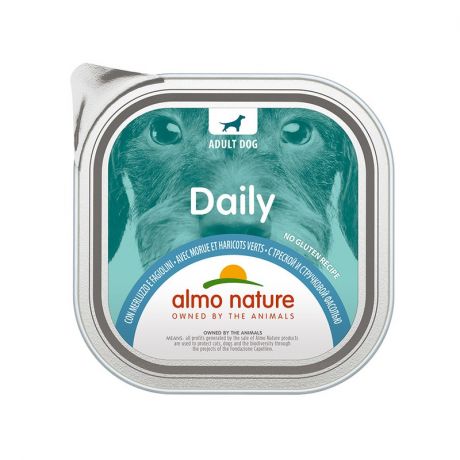 Almo nature Almo Nature Daily Menu Adult Dog Cod & Green Beans влажный корм для кошек, с тунцом и морскими водорослями, кусочки в бульоне, в паучах - 300 г