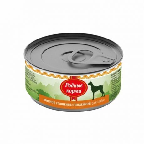 Родные корма Родные корма Мясное угощение влажный корм для собак, фарш из индейки, в консервах - 100 г