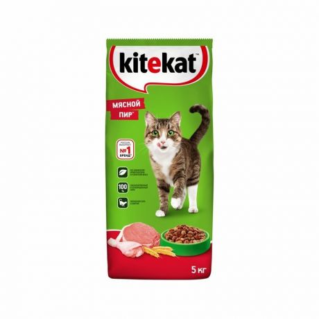 Kitekat Kitekat Мясной Пир полнорационный сухой корм для кошек, с говядиной - 5 кг