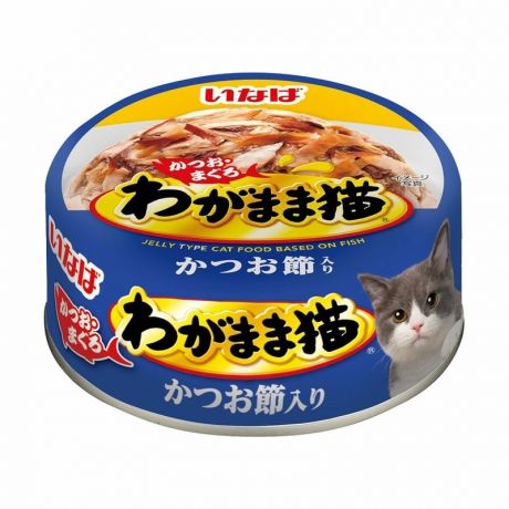 Inaba Inaba Wagamama влажный корм для взрослых кошек, микс тунцов и кацуобуси в желе, в консервах - 115 г