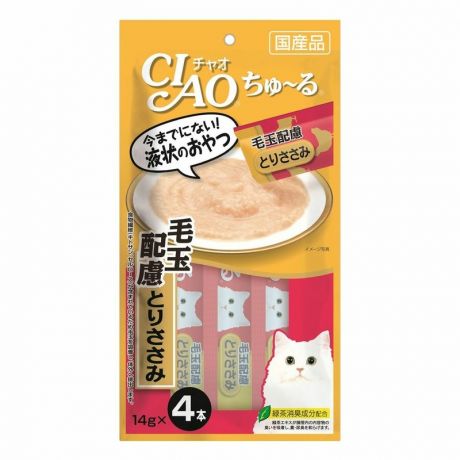 Inaba Inaba Ciao Churu лакомство-пюре для взрослых кошек, для вывода шерсти из ЖКТ, с куриным филе - 14 г, 4 шт