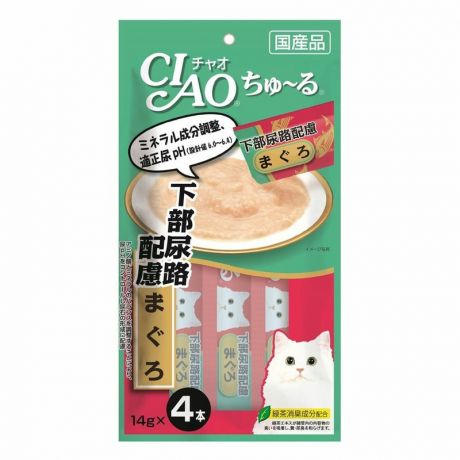 Inaba Inaba Ciao Churu лакомство-пюре для взрослых кошек, для профилактики заболеваний мочевыделительной системы, с тунцом магуро - 14 г, 4 шт