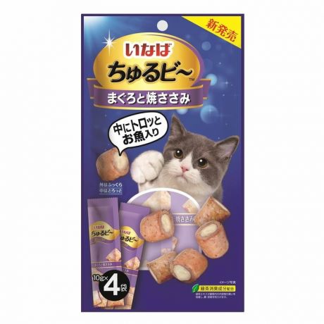 Inaba Inaba Churu Bee лакомство-трубочки для взрослых кошек, с тунцом магуро и запеченным куриным филе - 10 г, 4 шт