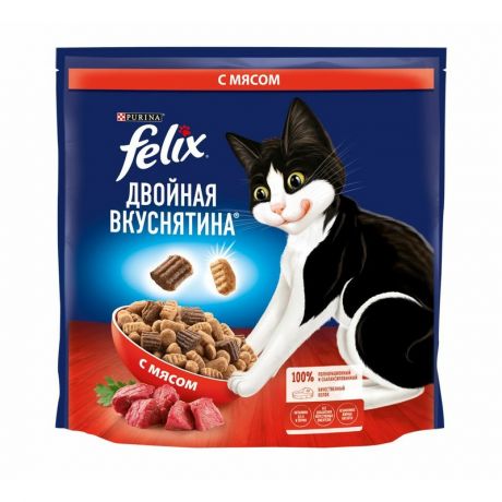 Felix Felix Двойная Вкуснятина сухой корм для кошек, с мясом - 1,3 кг