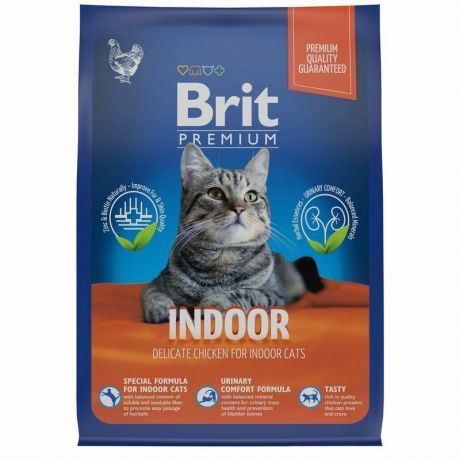 Brit Brit Premium Cat Indoor сухой корм для взрослых кошек домашнего содержания с курицей - 400 г