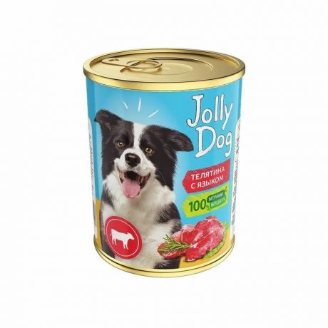 ЗООГУРМАН Зоогурман Jolly Dog влажный корм для собак, фарш из телятины с языком, в консервах - 350 г