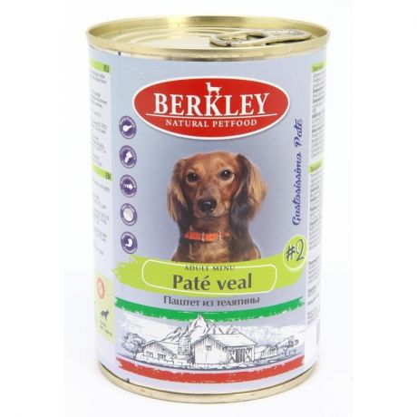 BERKLEY Berkley №2 для взрослых собак всех пород, паштет с телятиной, в консервах - 400 г