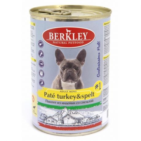BERKLEY Berkley №1 для взрослых собак всех пород, паштет с индейкой и спельтой, в консервах - 400 г