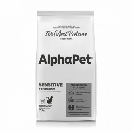 AlphaPet AlphaPet Superpremium для кошек и котов с чувствительным пищеварением, с ягненком