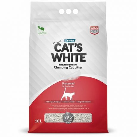 Cats White Cats White Natural наполнитель для кошачьего туалета комкующийся натуральный без ароматизатора - 10 л