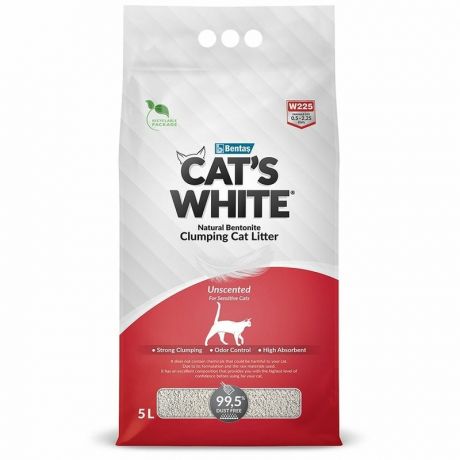 Cats White Cats White Natural наполнитель для кошачьего туалета комкующийся натуральный без ароматизатора - 5 л