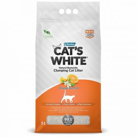 Cats White Cats White Orange наполнитель для кошачьего туалета комкующийся с ароматом апельсина - 5 л