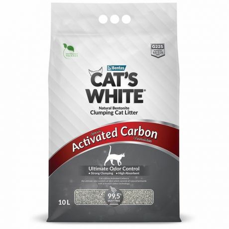Cats White Cats White Activated Carbon наполнитель для кошачьего туалета комкующийся с активированным углем - 10 л