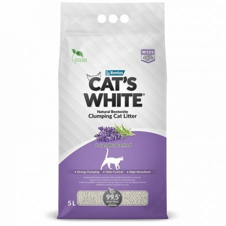Cats White Cats White Lavender наполнитель для кошачьего туалета комкующийся с нежным ароматом лаванды - 5 л