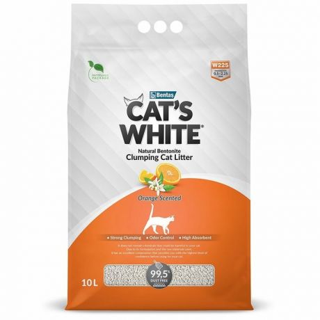 Cats White Cats White Orange наполнитель для кошачьего туалета комкующийся с ароматом апельсина