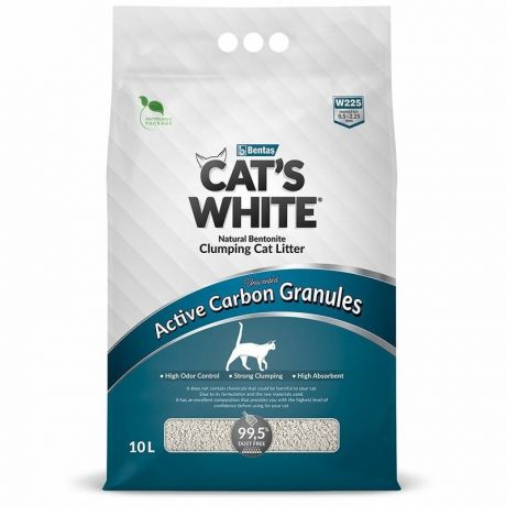 Cats White Cats White Active Carbon Granules наполнитель для кошачьего туалета комкующийся с гранулами активированного угля - 10 л