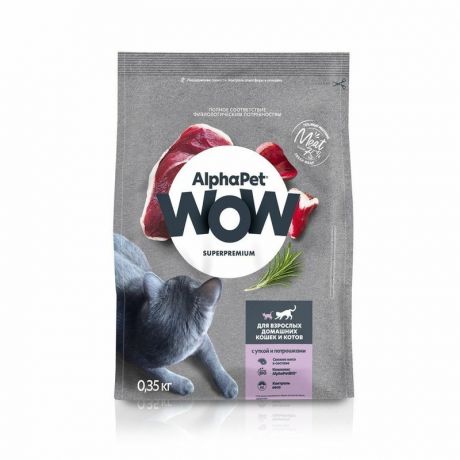 AlphaPet AlphaPet Wow Superpremium для домашних кошек и котов, с уткой и потрошками - 350 г