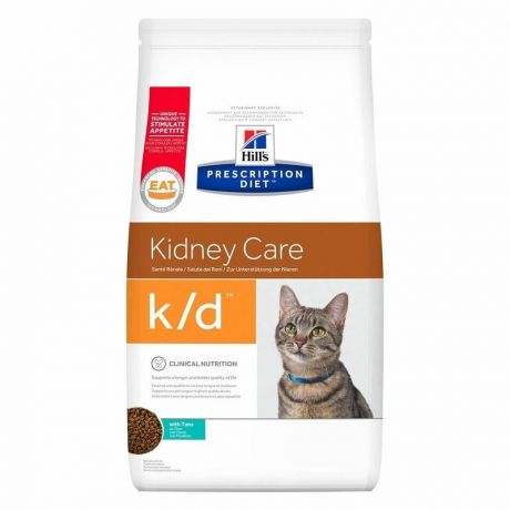 Hills Hills Prescription Diet k/d сухой корм для кошек диетический при хронической болезни почек, с тунцом, 1,5 кг
