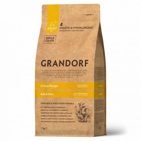 Grandorf Grandorf сухой корм для собак мелких пород четыре вида мяса - 1 кг