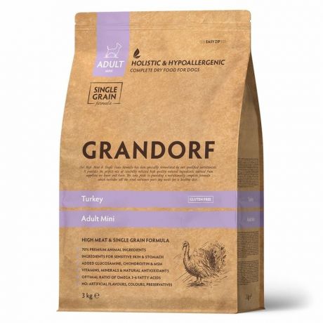 Grandorf Grandorf сухой корм для собак мелких пород, с индейкой - 3 кг