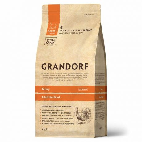 Grandorf Grandorf Sterilised сухой корм для стерилизованных кошек, с индейкой - 2 кг